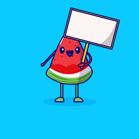 watermelon cartoon character carrying a boardのイラスト素材