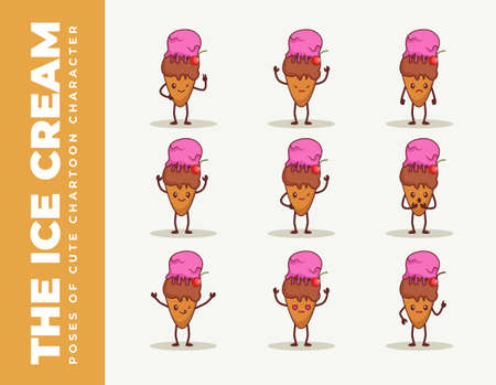 bundle pose character ice creamのイラスト素材