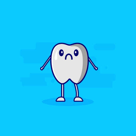 cute character teeth sad expressionのイラスト素材