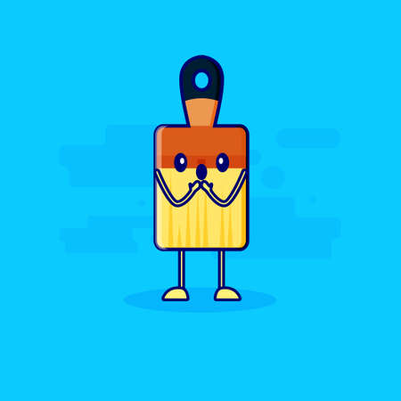 shocked cute brush character mascotのイラスト素材