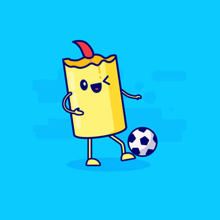 wax character mascot playing soccerのイラスト素材
