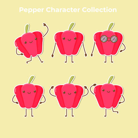 cute pepper character collection vectorのイラスト素材