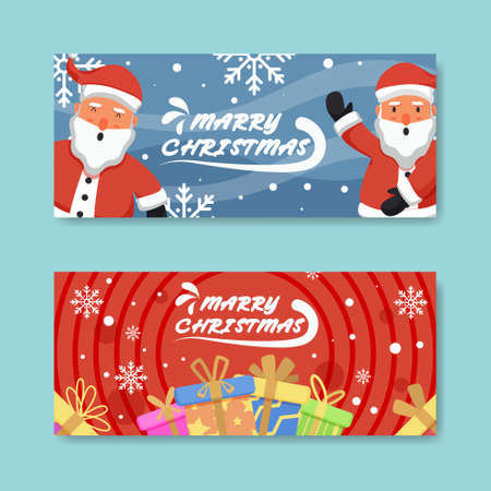 Merry christmas card with santa and gift boxのイラスト素材