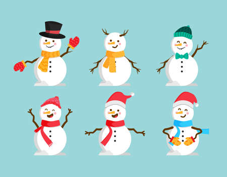 Flat design snowman christmas collectionのイラスト素材