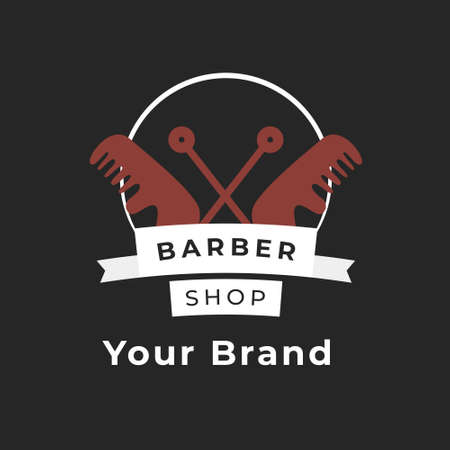 vintage color barber shop logoのイラスト素材