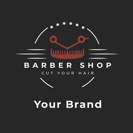 vintage color barber shop logoのイラスト素材