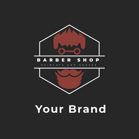 vintage color barber shop logoのイラスト素材