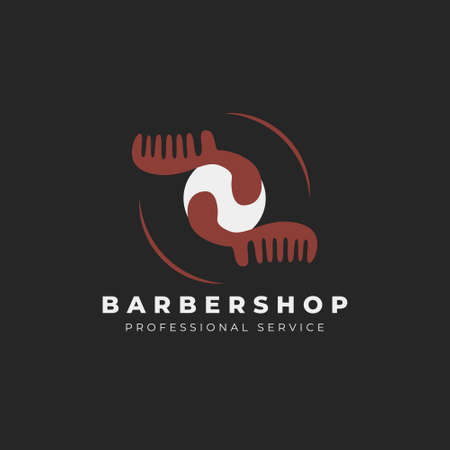 vintage color barber shop logoのイラスト素材