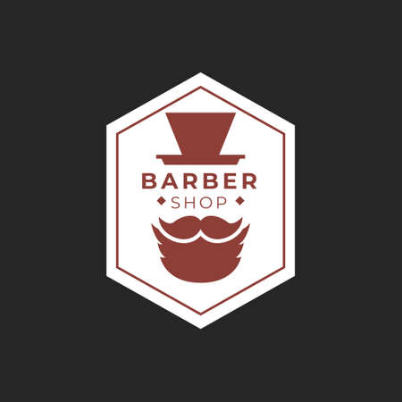 vintage color barber shop logoのイラスト素材