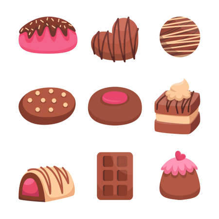 vector chocolate sweet cake setのイラスト素材