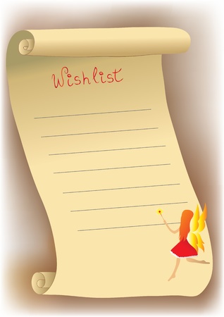 Blank wish list with a little fairyのイラスト素材