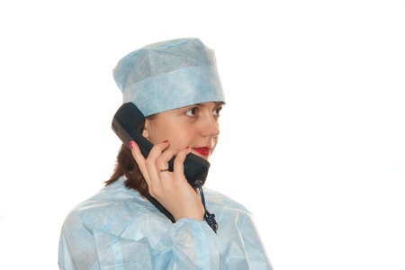 Doctor with a black phoneの写真素材