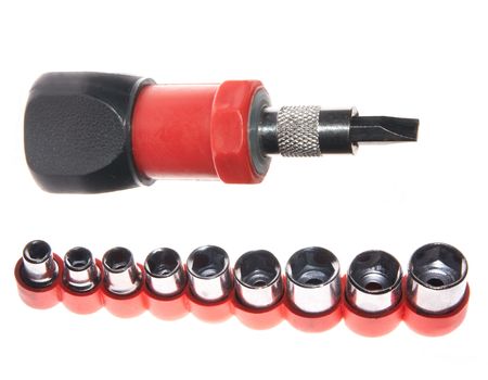 Red isolated screwdriver on white backgroundの写真素材
