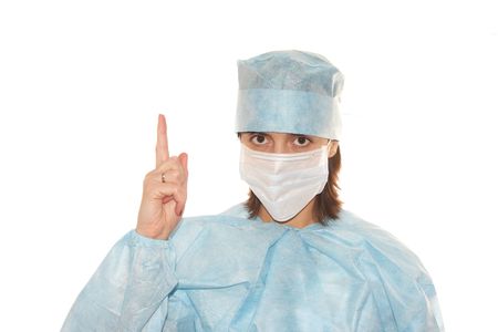Doctor shown a fingerの写真素材