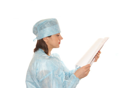 Doctor with a black phoneの写真素材