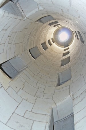 Shined corridor in the towerの写真素材