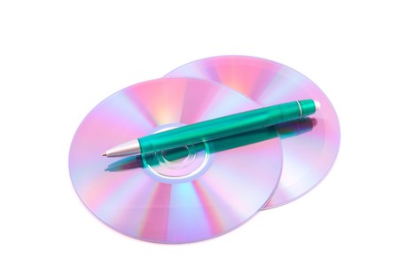 Compact disc on a white backgroundの写真素材