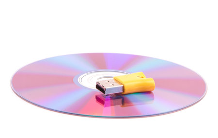 Compact disc over white backgroundの写真素材