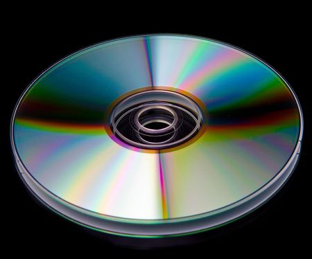 Compact disc on a black backgroundの写真素材