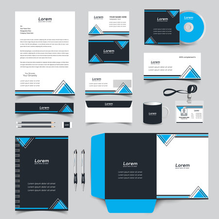 Corporate identity template with digital elements. Vector company style for brand book and guideline.のイラスト素材