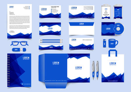 corporate identity template with digital elements. Vector company style for brand book and guideline.のイラスト素材