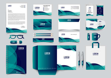 corporate identity template with digital elements. Vector company style for brand book and guideline.のイラスト素材