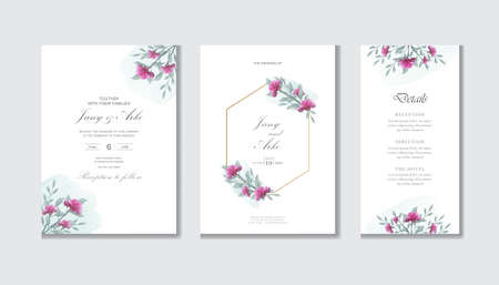 Watercolor floral wedding invitation design template.のイラスト素材