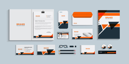 corporate identity template with digital elements. modern Vector company style for brand book and guideline. epsのイラスト素材