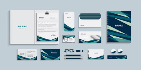 corporate identity template with digital elements. Vector company style for brand book and guideline.のイラスト素材