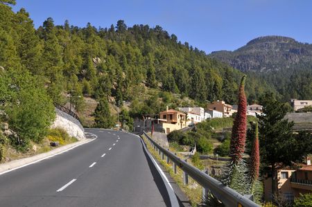 Vilaflor village view from the road at tenerife in the Spanish Canary Islands.の写真素材