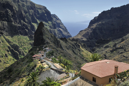 Famous village of Masca in the mountain of the western part of Tenerife in the Spanish Canary Islandsの写真素材