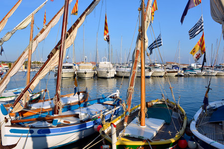 Typical small boats in the port of Bandol, Var department in the town in the Provence-Alpes-Cte d \\ \'Azur Region in southeastern France.のeditorial素材