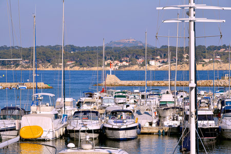 Port of Bandol, Var department in the town in the Provence-Alpes-Cte d \\ \'Azur Region in southeastern France.のeditorial素材
