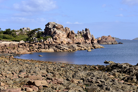Coastline of Ploumanach in Franceの写真素材