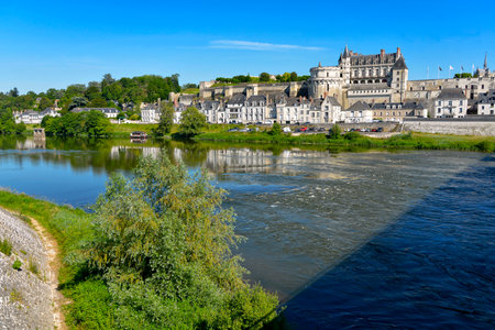 River Loire at Amboise, a commune renowned for its magnificent castle, in the Indre-et-Loire department in central France.のeditorial素材