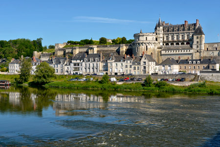 River Loire at Amboise, a commune renowned for its magnificent castle, in the Indre-et-Loire department in central France.のeditorial素材