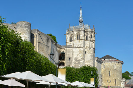 Castle and Saint Hubert chapel at the end of a tower at Amboise, a commune in the Indre-et-Loire department in central France.のeditorial素材