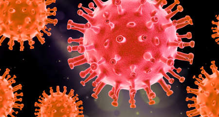 Virus 3d abstract shape as it looks under microscope (dotted and with blur mask)の写真素材