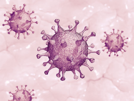 Virus 3d abstract shape as it looks under microscope (dotted and with blur mask)