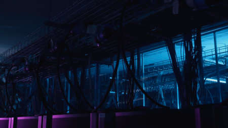Advanced modern computer data center server racksの写真素材