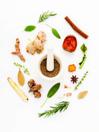 healthy natural herbs and spicesの写真素材