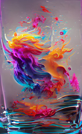 Colorful paint splashing in water. Abstract background for design.の写真素材
