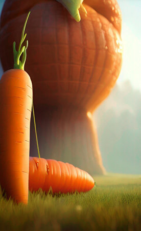 carrot with a pumpkin in the background, soft focusの写真素材