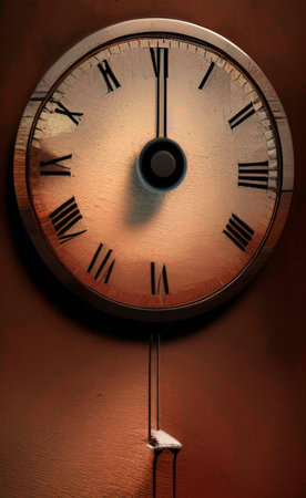 Old wall clock close up. Time is running out concept background.の写真素材