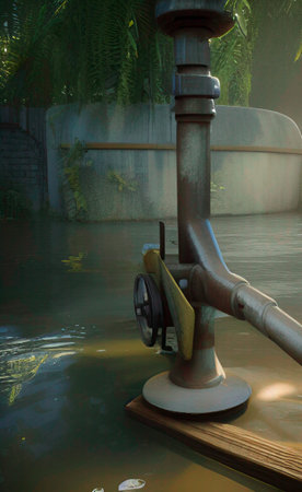 Water pump in a public park, close-up of photo.