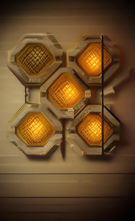 Lamps in the interior of the building. Retro style. Toned.