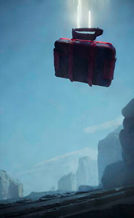 Baggage on the ice in the mountains of Iceland, Europeの写真素材