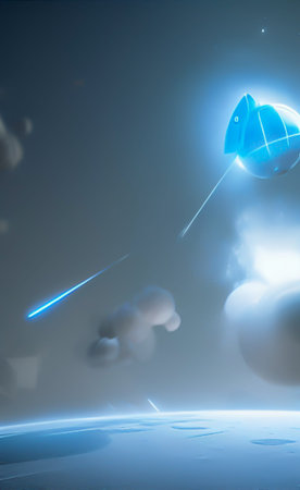 Space scene with planets and stars, 3d rendering. Computer digital drawing.