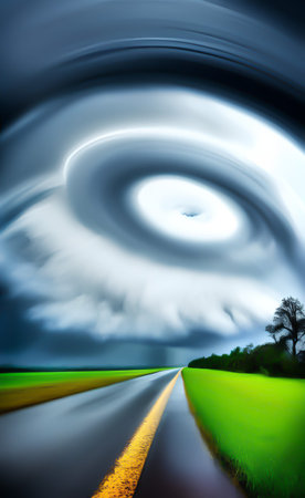Road in the stormy sky. Illustration for your design.の写真素材