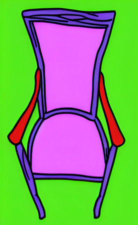illustration of a chair on a green background in a cartoon styleの写真素材